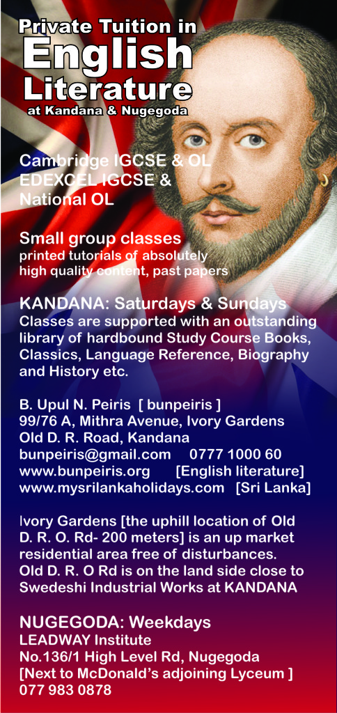 Tuition English Literature cambridge OL bunpeiris Kandana