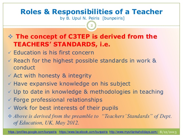 Roles And Responsibilities Of A Teacher Bunpeiris Literature